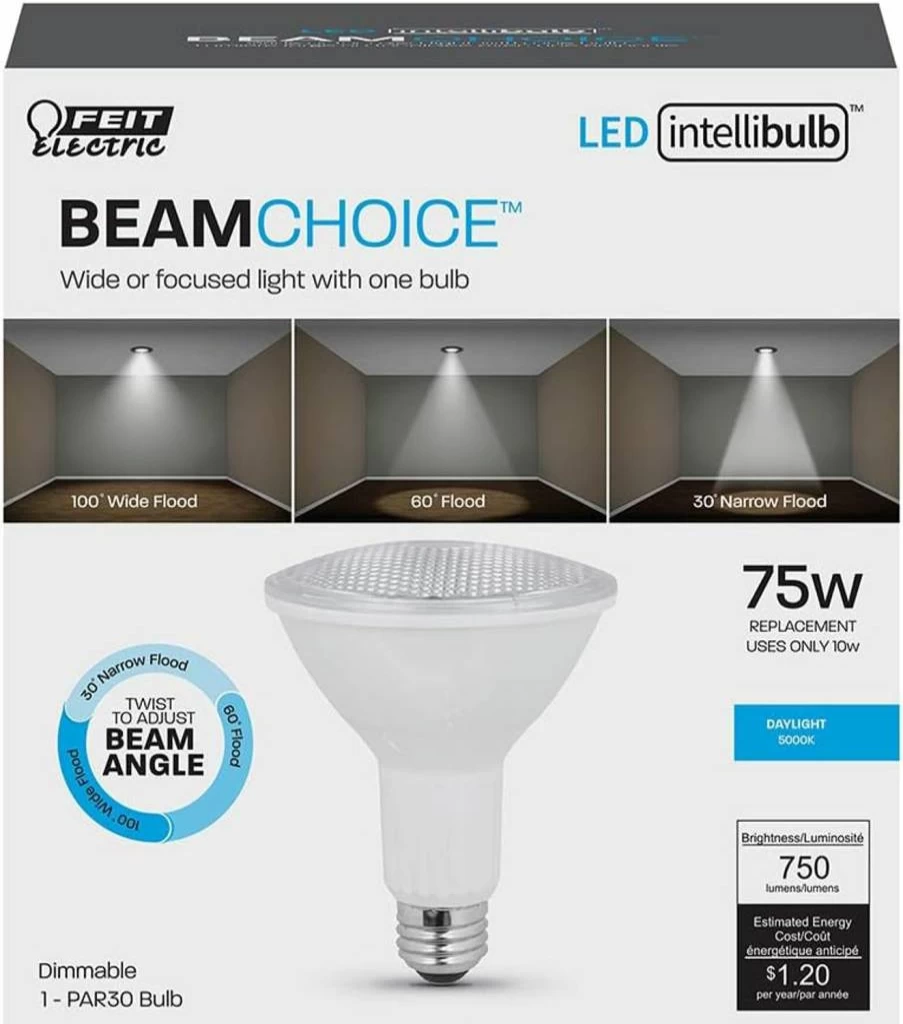 Feit Electric PAR30L LED Bulb 75W Equivalent Dimmable 3000K Bright White 750 Lumens E26 Base CRI 90 Long Beam Reflector UL/CUL Listed 8-Year Warranty