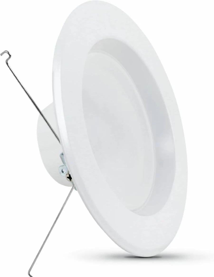 Feit Electric LED Recessed Downlight 6-Pack, 5-6" Retrofit Kit, Dimmable 10.2W (75W Equivalent), 925 Lumens, 2700K Soft White, Baffle Trim, Model LEDR56B/927CA/MP/6