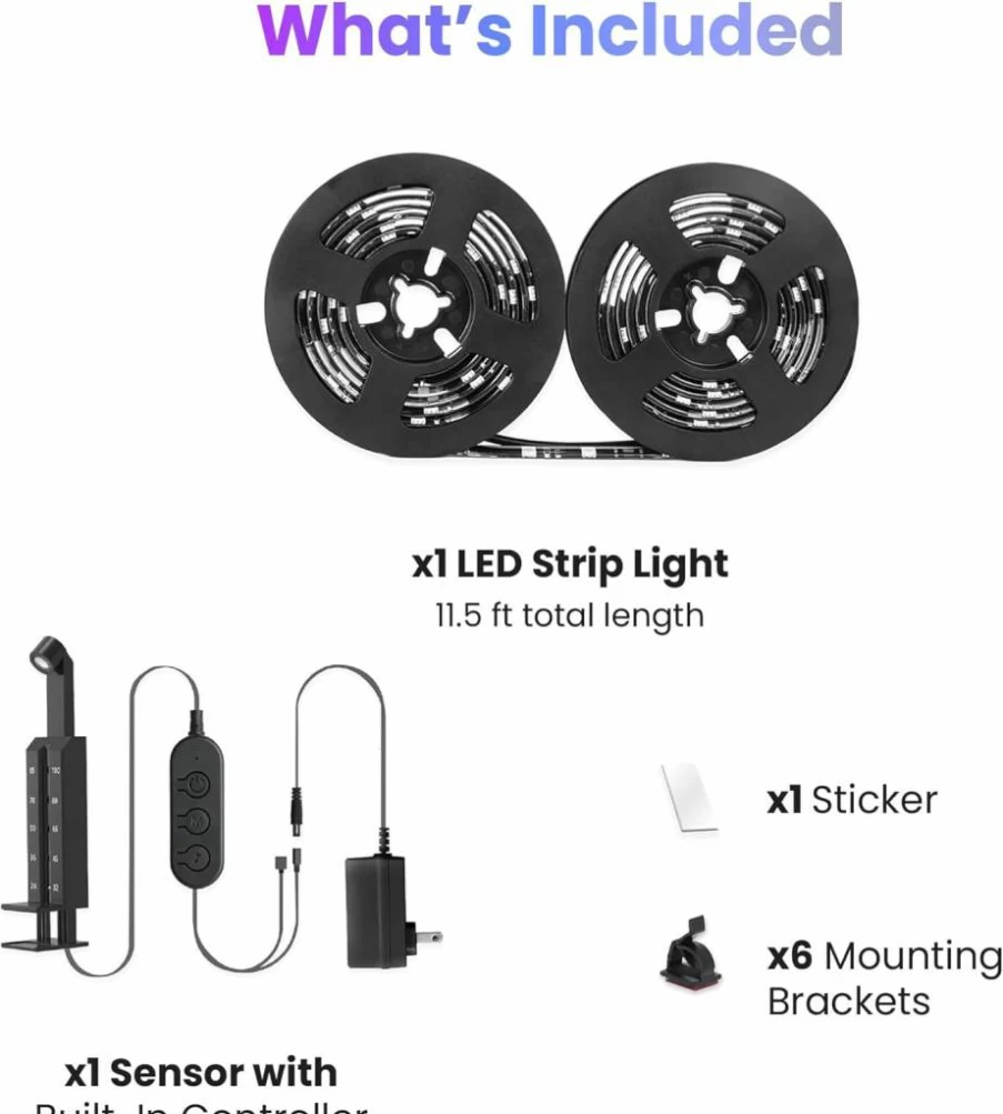 Feit Electric Smart LED Light Strip 16Ft RGBW WiFi, Works with Alexa & Google Home, Ultra-Thin Color Changing Tape Light, Remote Control, 2.4GHz Wireless