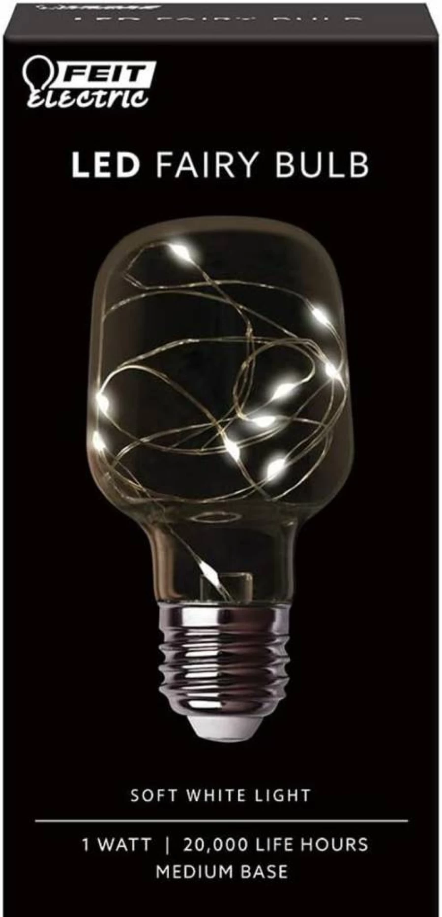 Feit Electric G25 LED Light Bulb 1W 2700K Soft White Crackle Glass Decorative Fairy Light 4.9" Height 3.1" Diameter Magical Glow